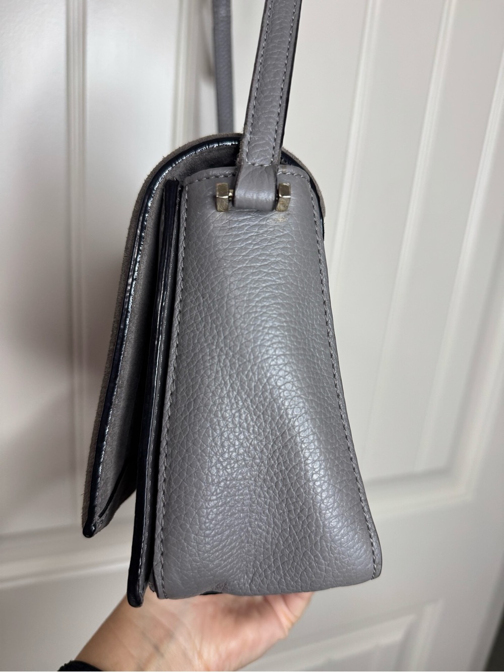 KATE SPADE ♠️ Gray Suede & Leather Crossbody Bag - 6 x 8” inches - Picture 6 of 17